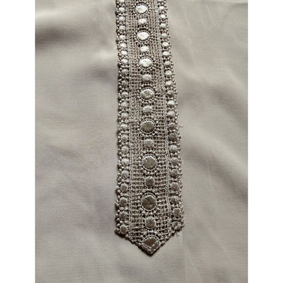R&M Richards Beige Button-Up Blouse 14W W/ Decorative Pearl Button & Lace Trim - Picture 7 of 9